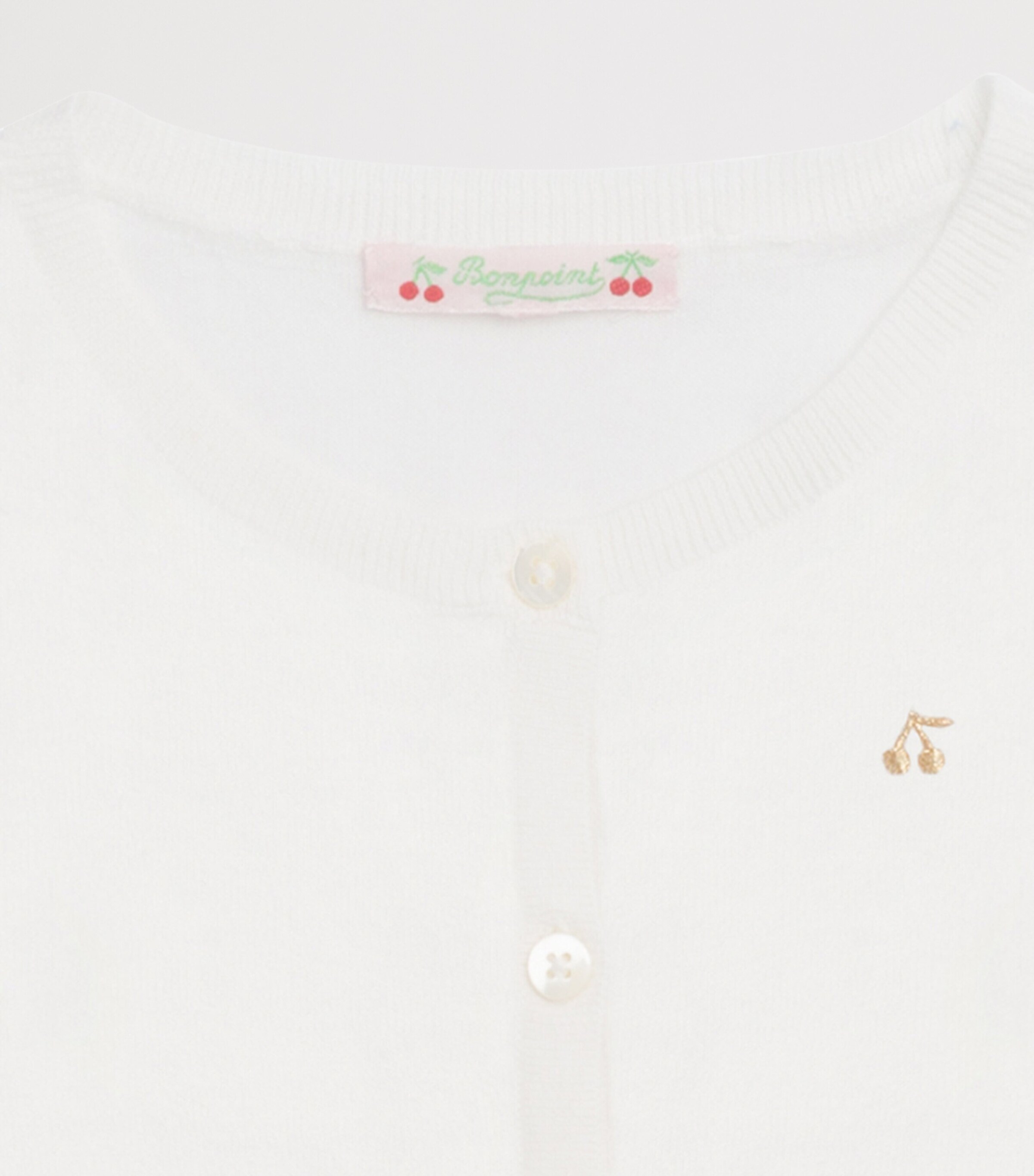 Bonpoint Wool Embroidered Cardigan (14 Years) Upb Blanc Lait Image 3