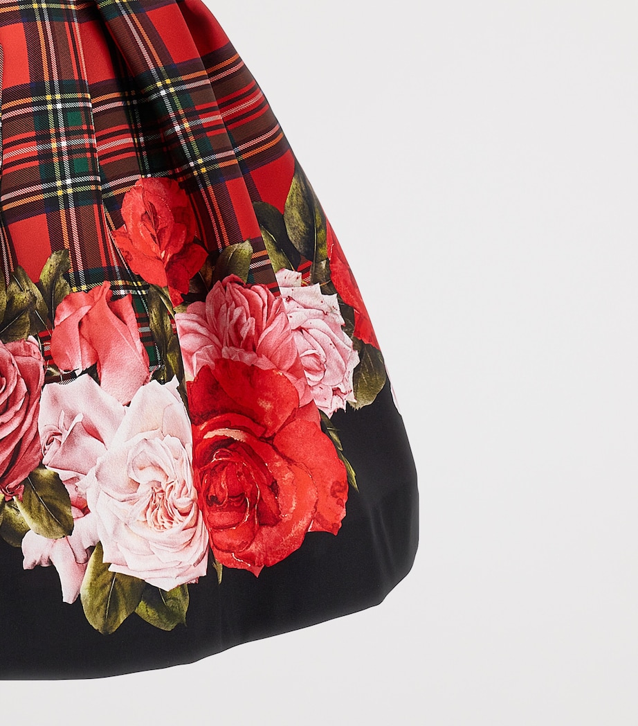 Tartan and Floral Skirt (2-12 Years) ROSSO/NERO Image 3