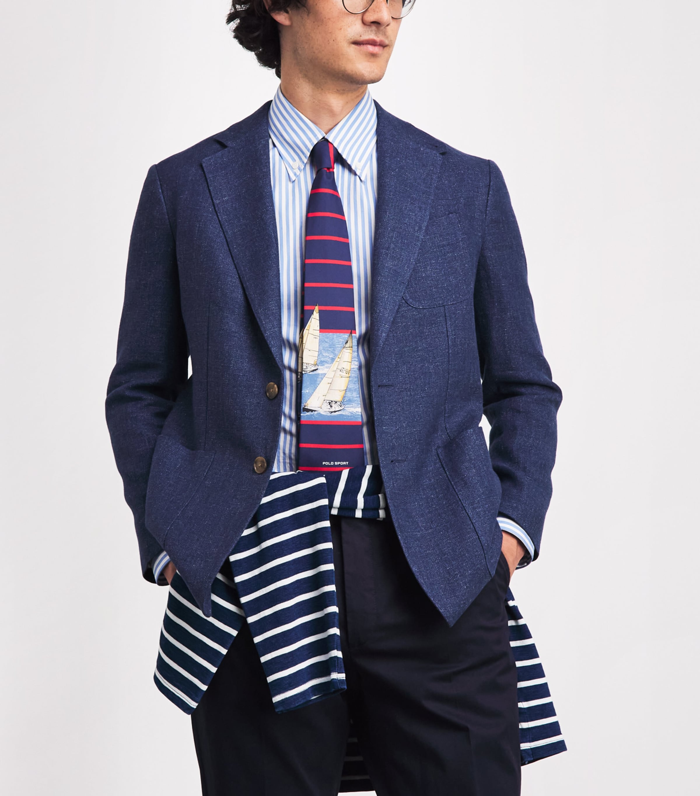 Polo Ralph Lauren Silk Stripe Sailboat Tie Navy Image 2