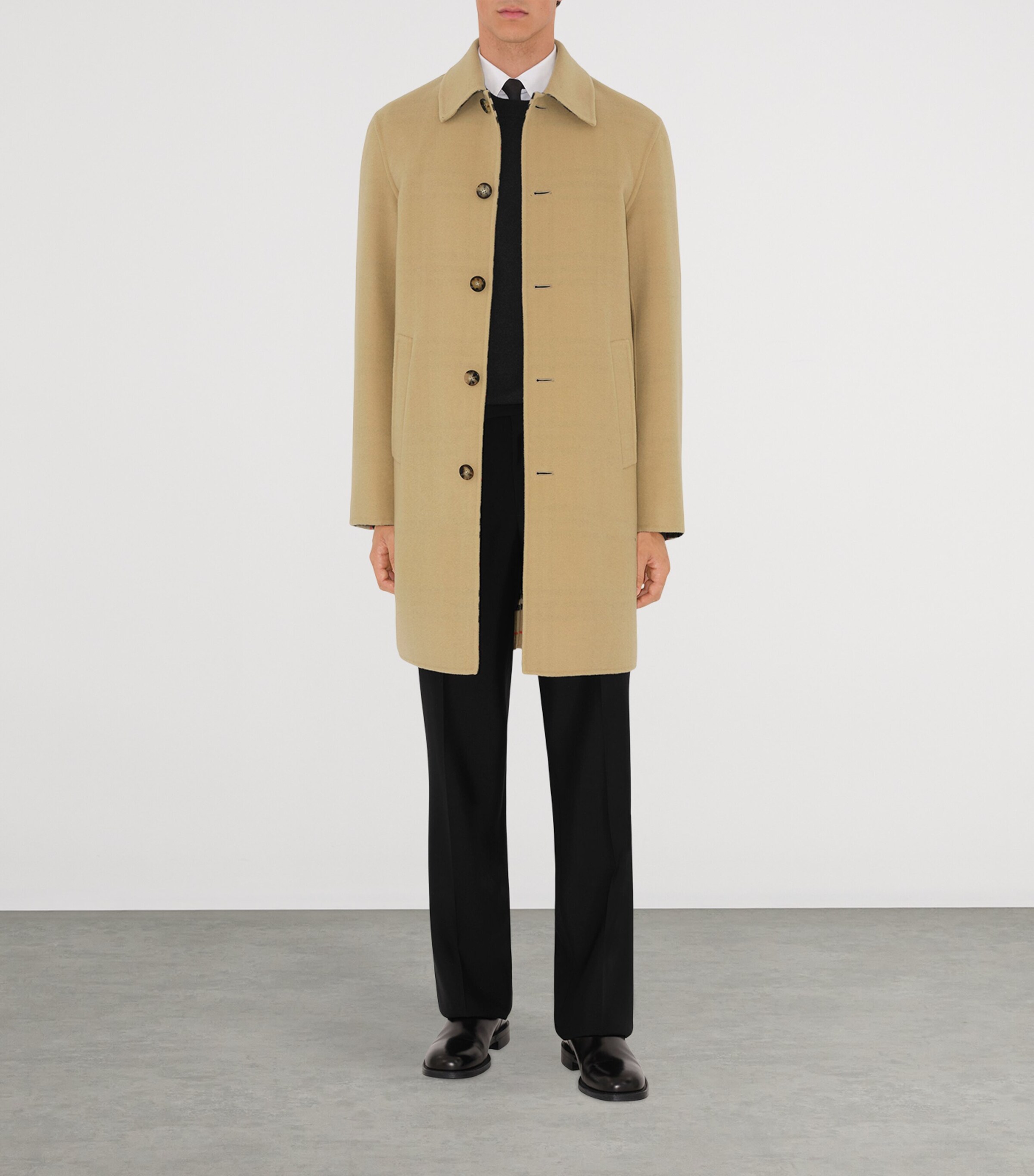 Wool Mid-Length Car Coat FLAX/SAND IP CHECK Image 2
