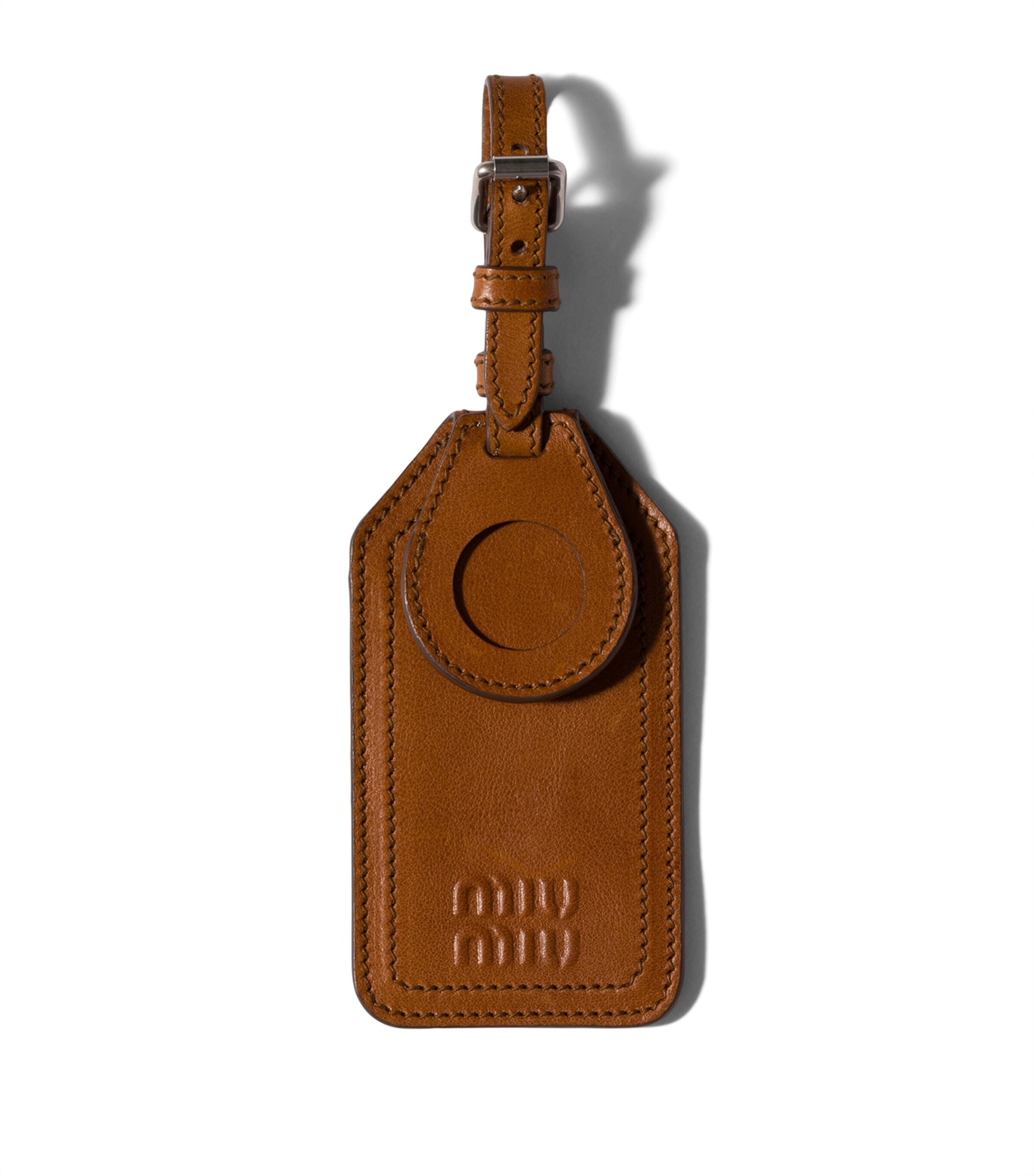 Miu Miu Leather Logo Tag Keyring Brown Image 1