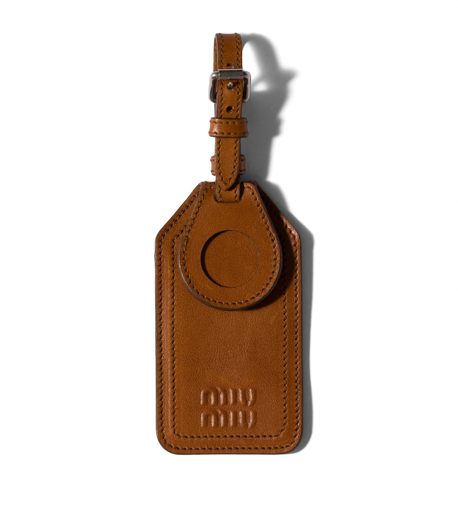 Miu Miu Leather Logo Tag Keyring Brown Image 1
