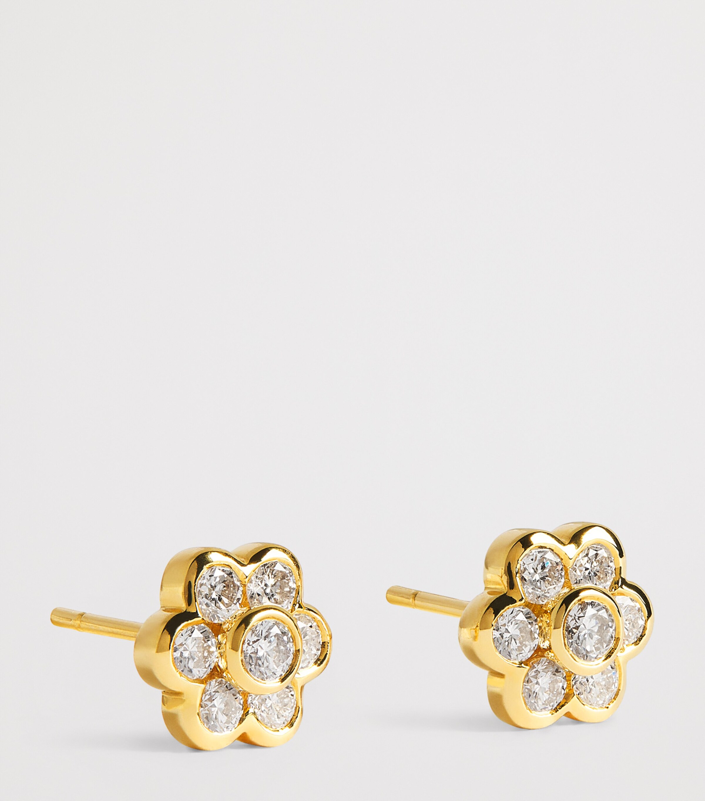 Yellow Gold and Diamond Flora Stud Earrings YELLOW GOLD Image 3