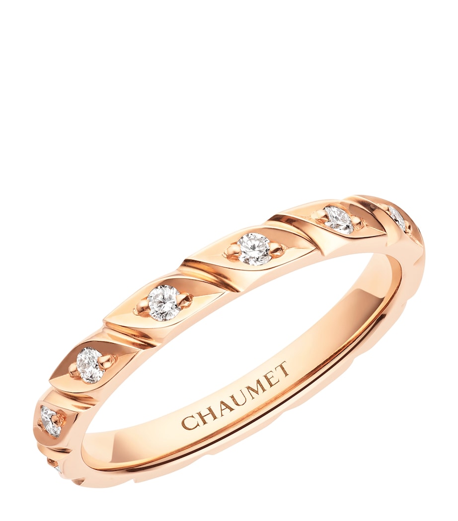 Rose Gold and Diamond Torsade de Chaumet Wedding Band PINK GOLD Image 1