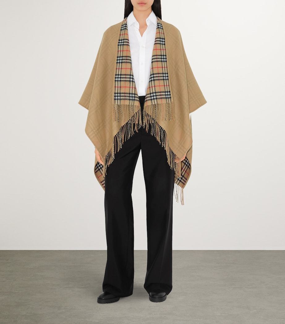 Wool Reversible Check Cape ARCHIVE BEIGE Image 4