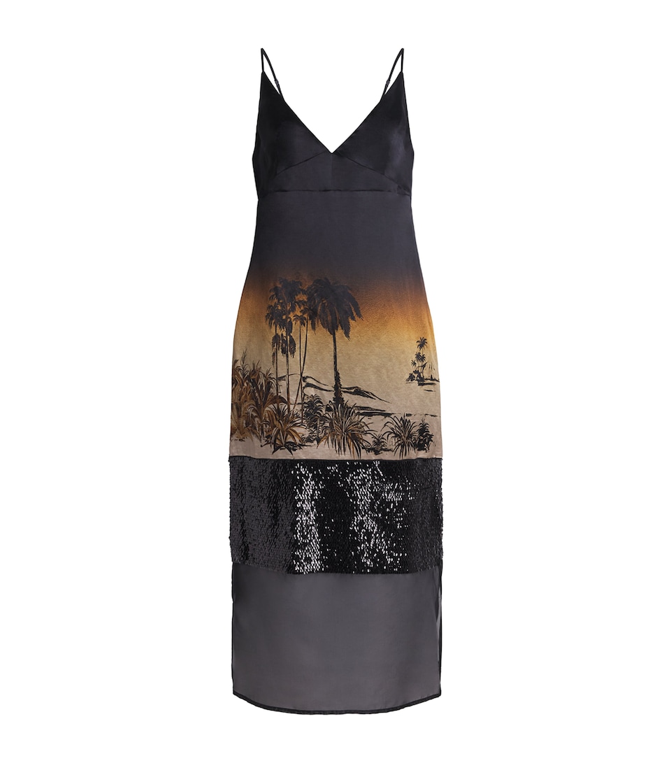 STAUD Linen-Silk Nalu Slip Dress Cfng Cali Nights