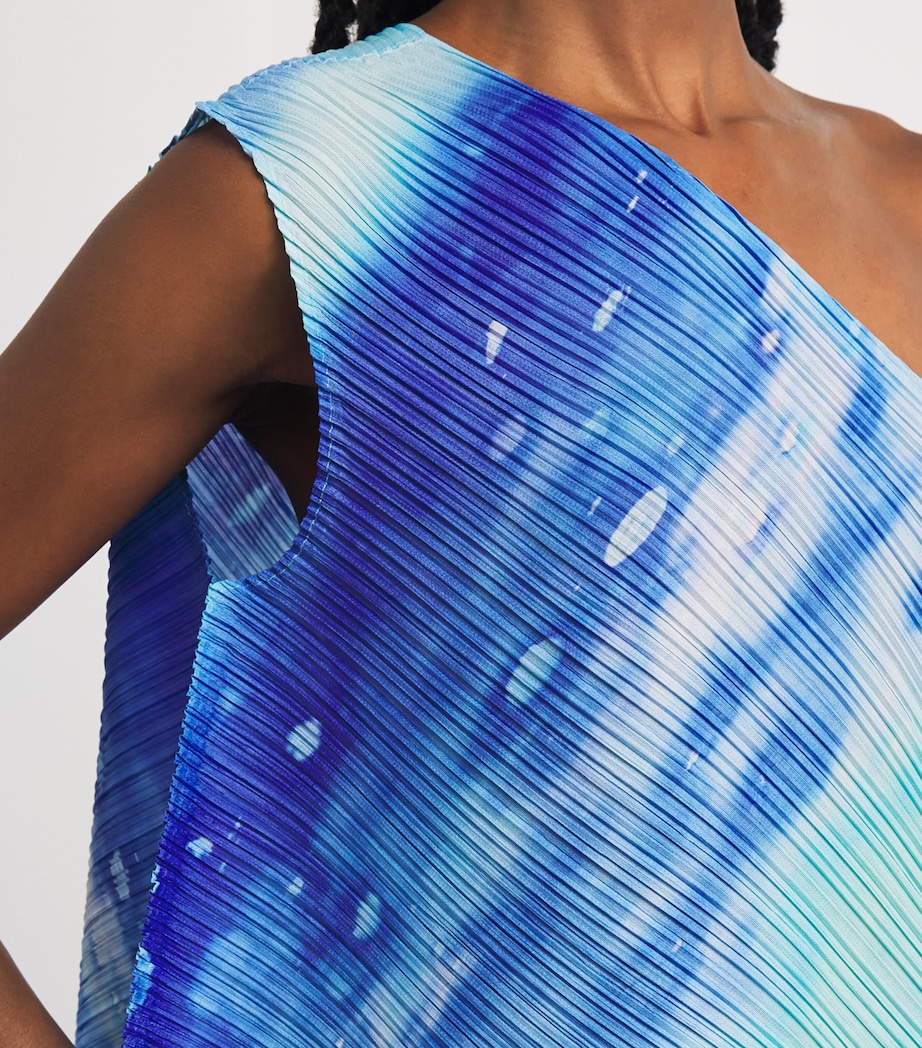 Pleats Please Issey Miyake Womens Sea Bubble One-Shoulder Top Blue Image 3