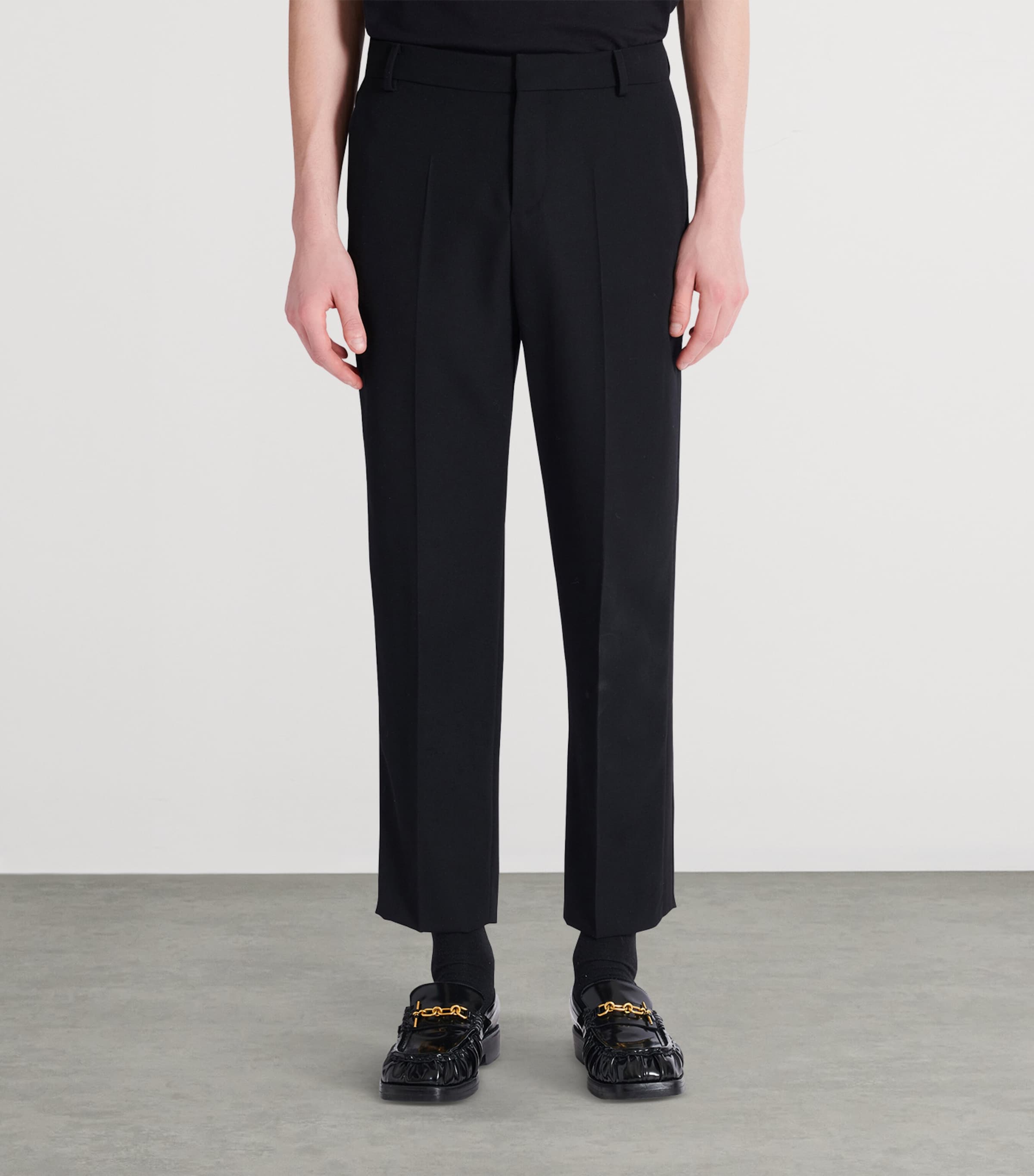 Balmain Wool Cropped Straight Trousers | Harrods US