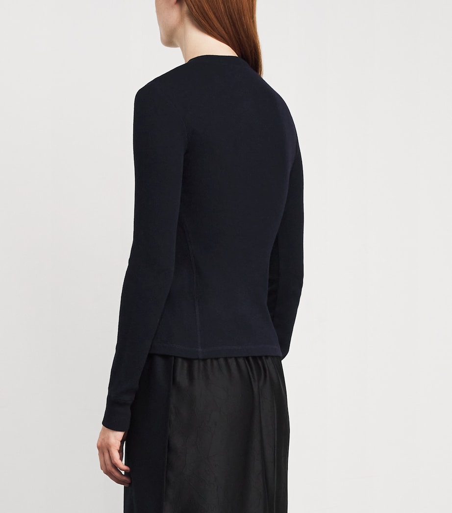 Long-Sleeve Henley Top NAVY Image 4