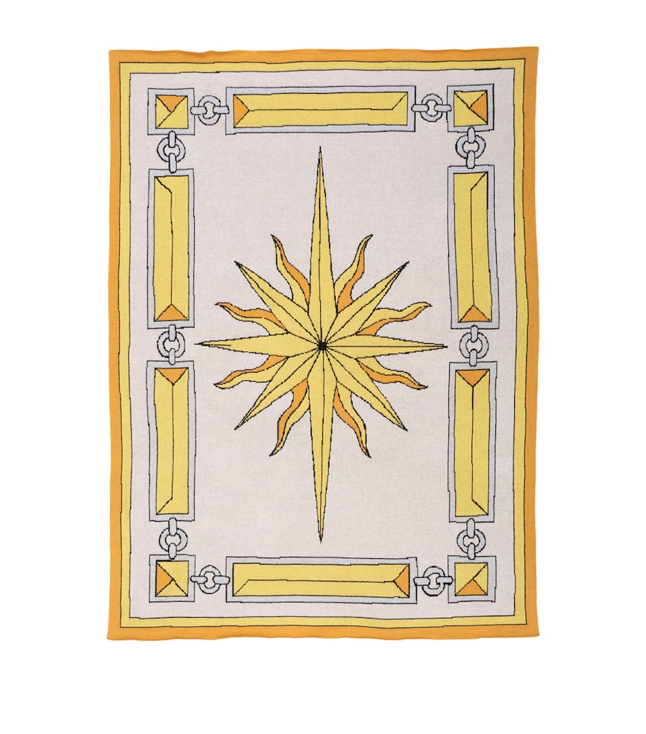 SAVED NY x Damien Nicolas Roux Cashmere Sunburst Throw (130cm x 180cm) Yellow Image 1