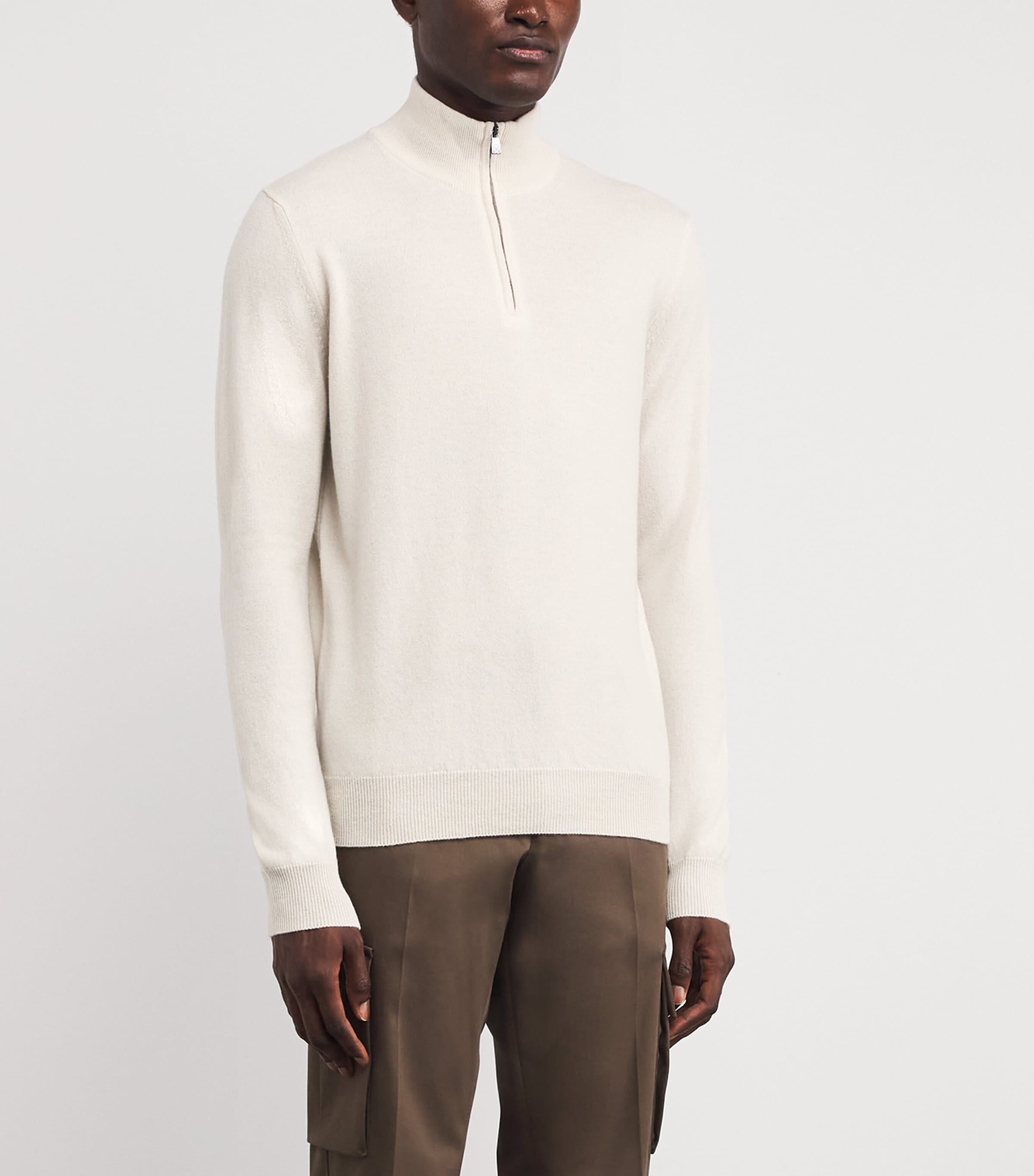 Corneliani Mens Virgin Wool-Cashmere Sweater Natural/ Beige Image 3