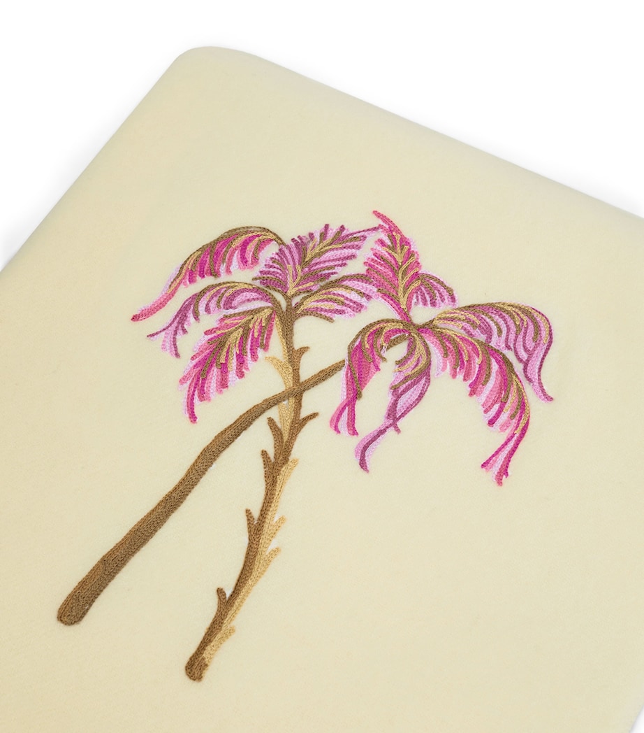 Virgin Wool Pink Palm Throw (132cm × 159cm) CREAM WOOL Image 2