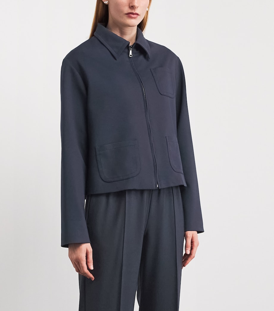 Fabiana Filippi Womens Milano Knit Jersey Jacket Blu Notte Image 4