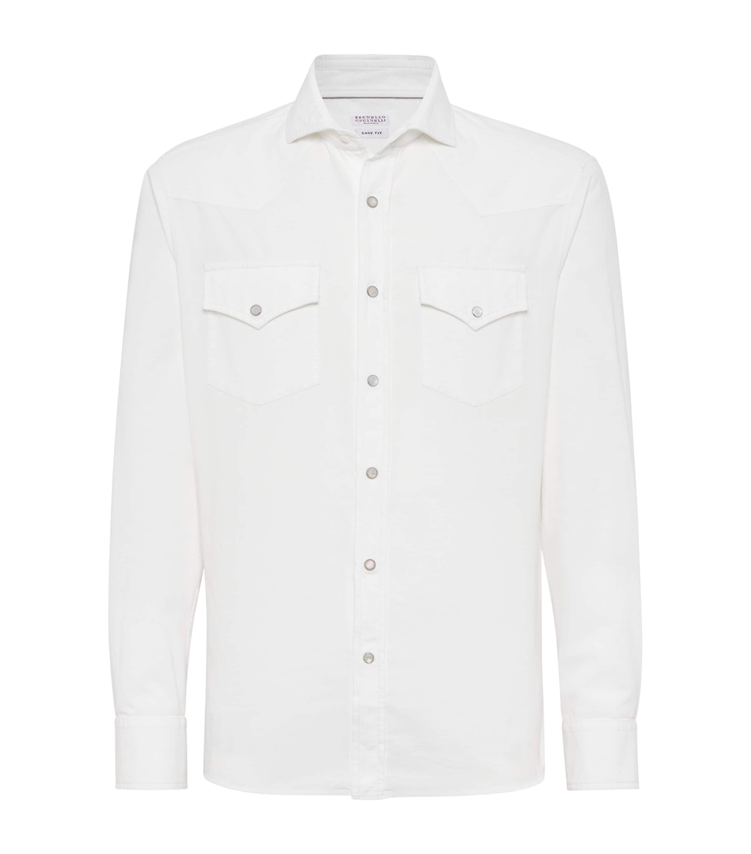 Brunello Cucinelli Cotton Western Shirt In White