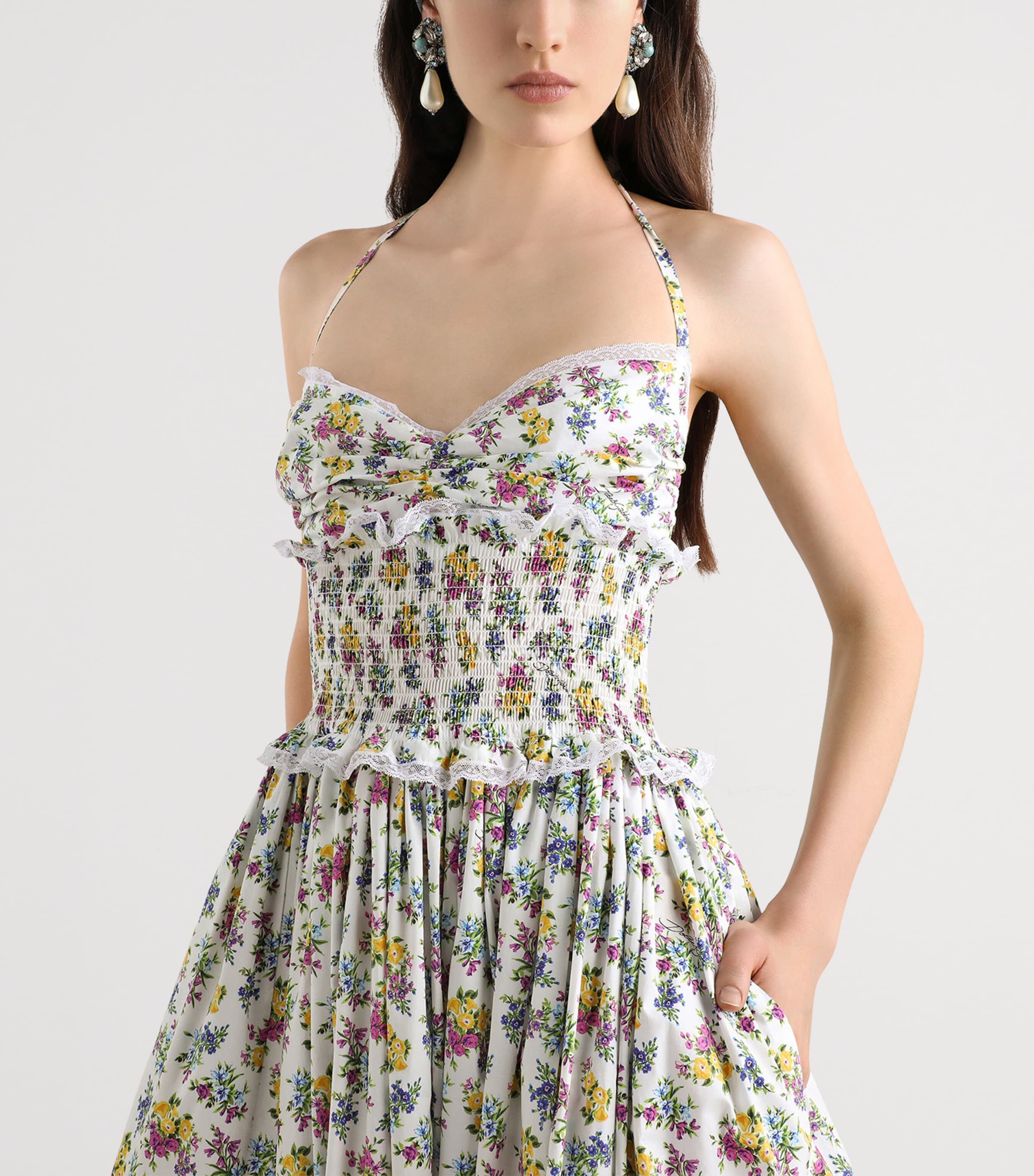 Dolce&Gabbana Womens Cotton-Blend Floral Maxi Dress Fior Image 4