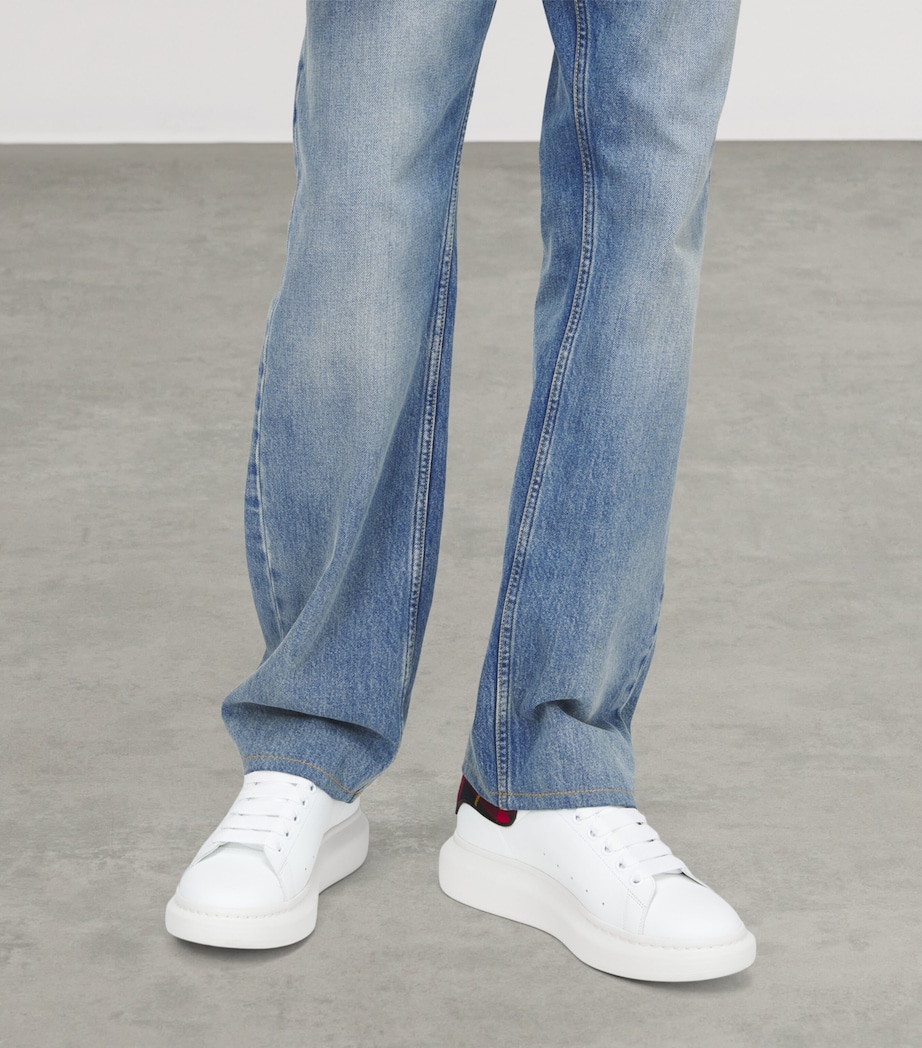 McQueen Leather Tartan-Trim Oversized Sneakers Image 2