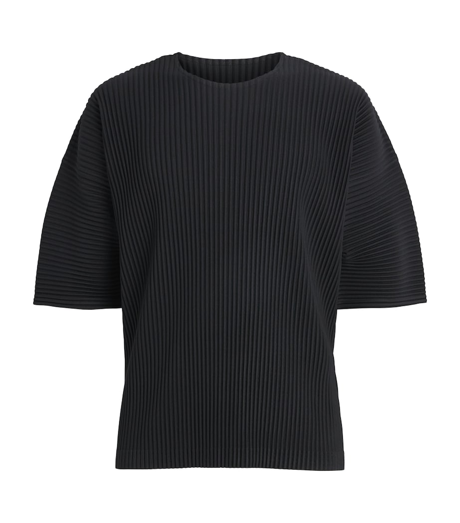 Homme Plissé Issey Miyake Mens Pleated Short-Sleeve T-Shirt Black Image 1