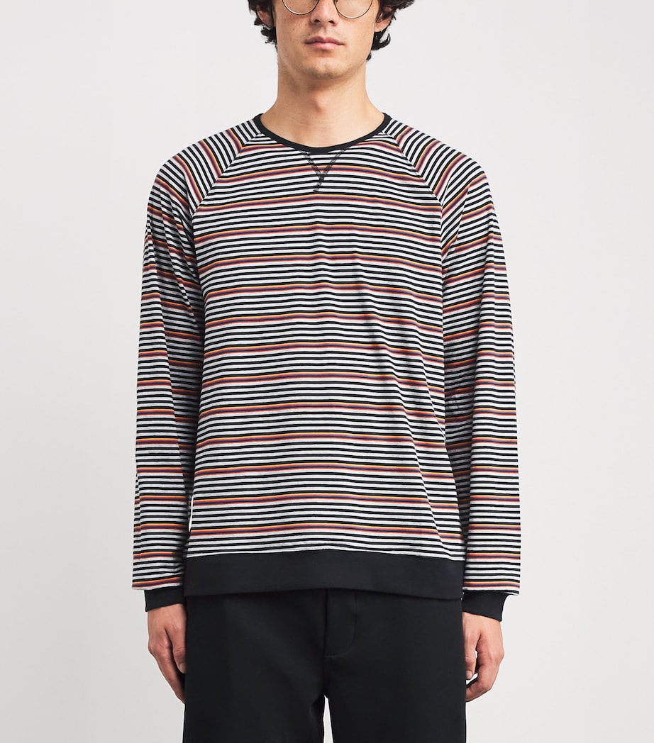 Stretch-Cotton Artist Stripe Hoxton Lounge T-Shirt BLACK Image 3