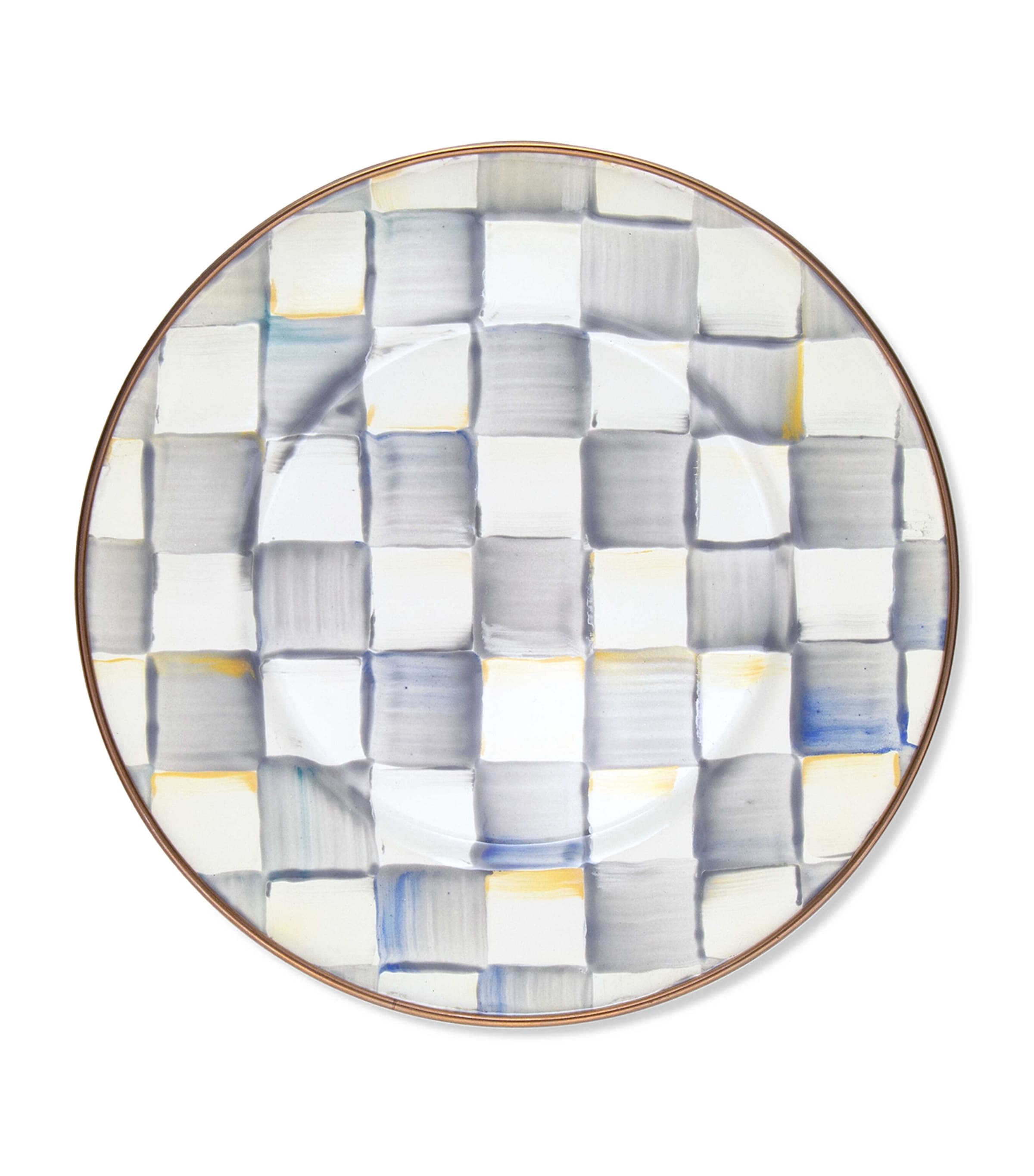 Mackenzie-childs Sterling Check Salad/dessert Plate In Gray