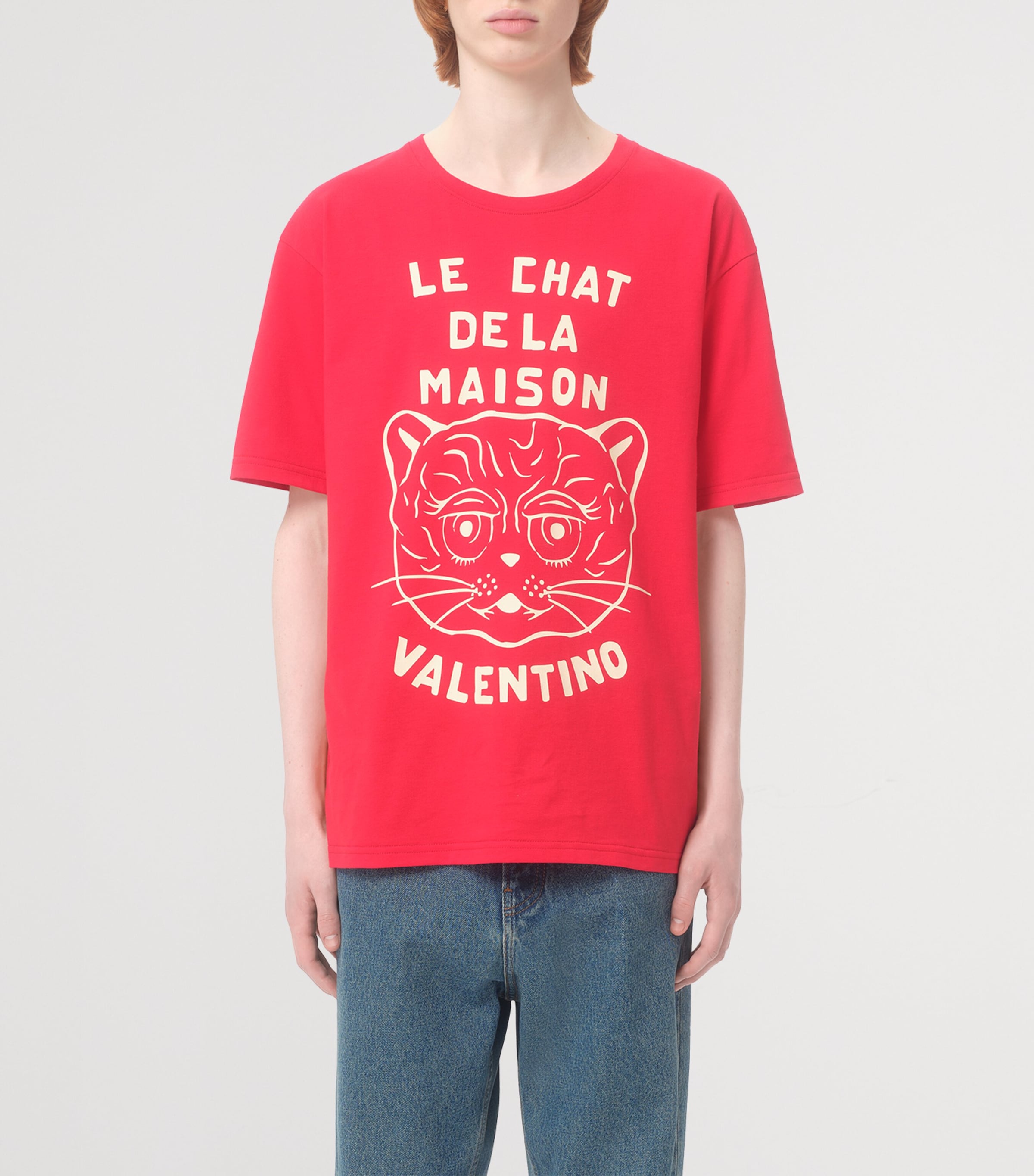 ヴァレンティノ Valentino Le Chat De La Maison T-Shirt Cotton T-shirt With Le Chat De La Maison Print for Man in