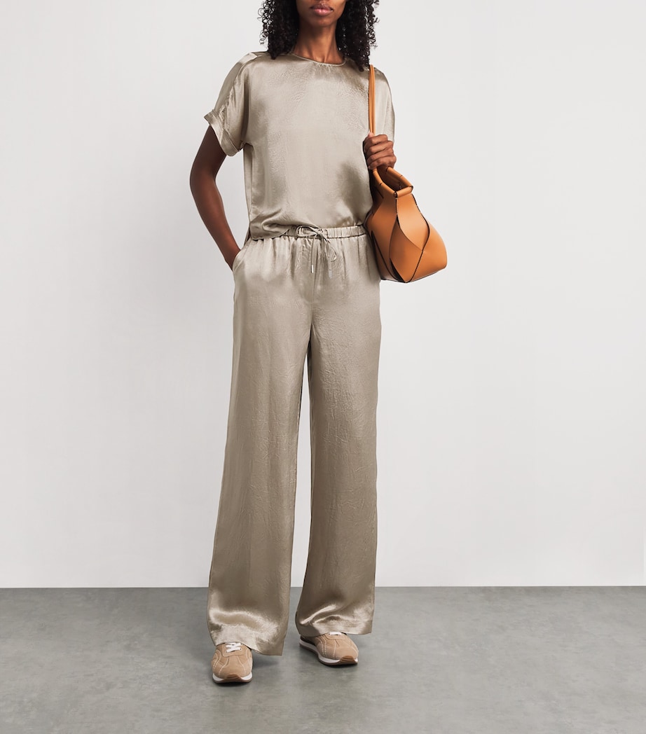 Satin Elliat Straight Tailored Trousers FADED OLIVE Image 2