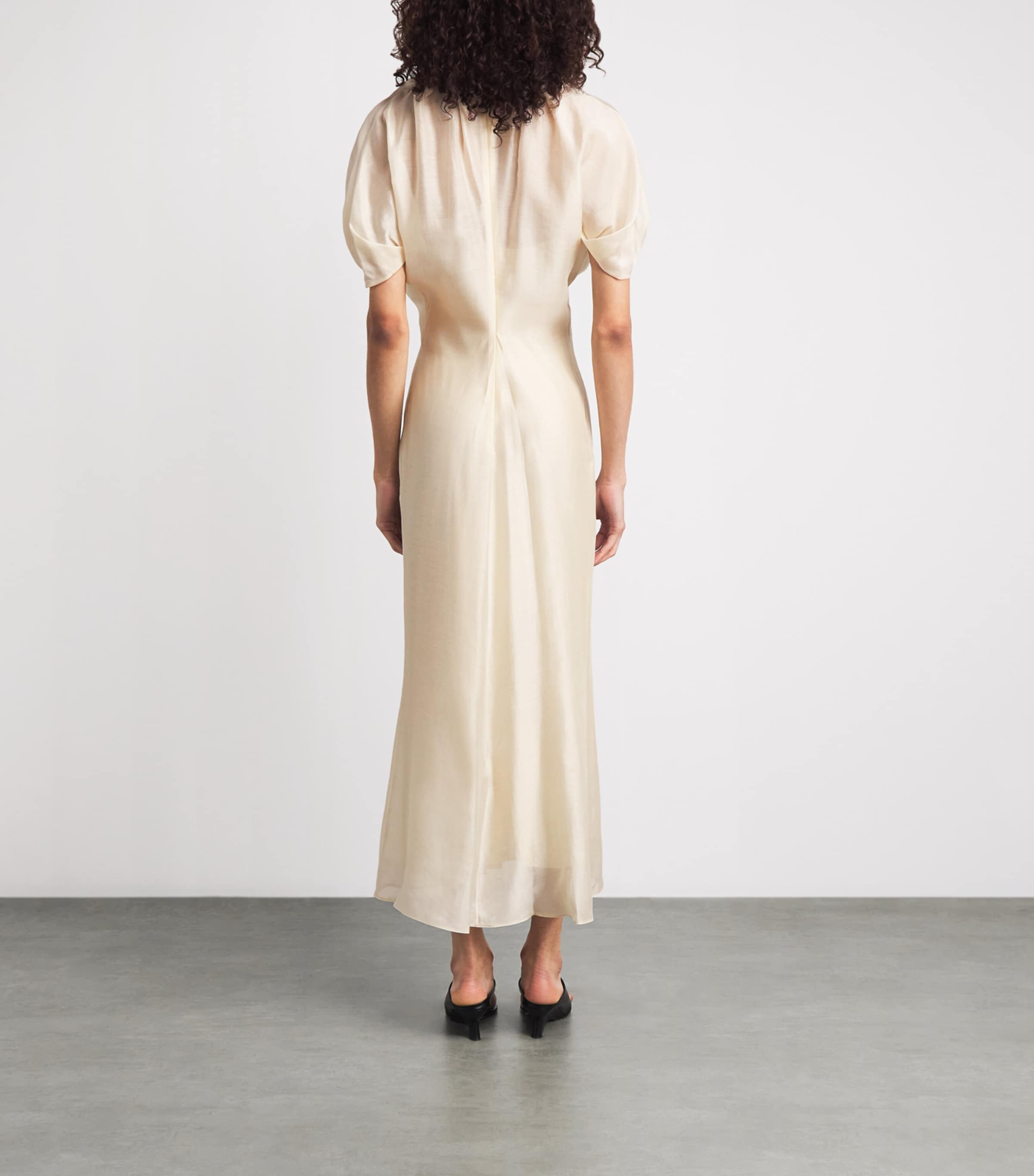 Khaite Womens Puff-Sleeve Ria Midi Dress Ivory Glow Image 4