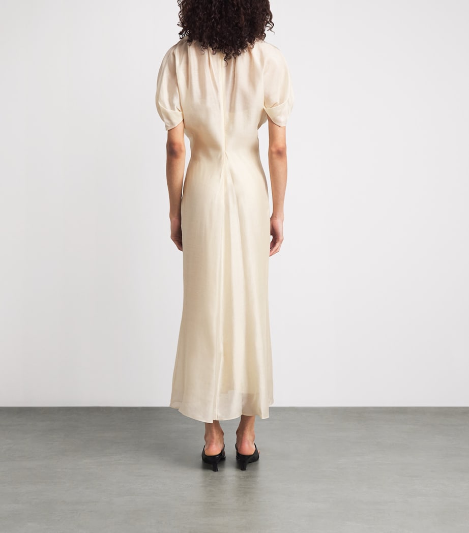 Khaite Womens Puff-Sleeve Ria Midi Dress Ivory Glow Image 4