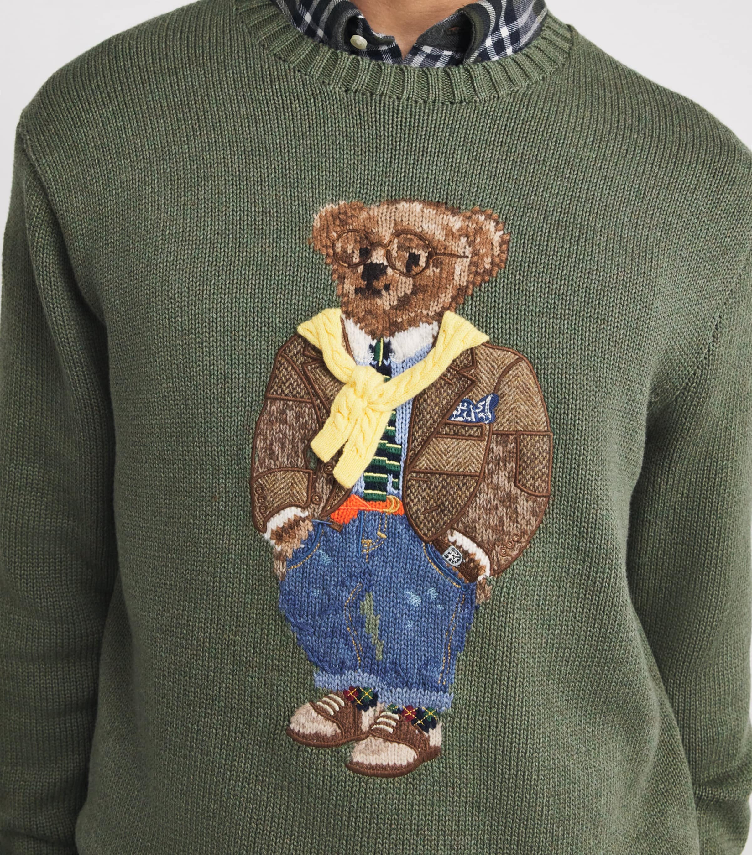 Cotton Embroidered Polo Bear Sweater GREY HEATHER Image 6