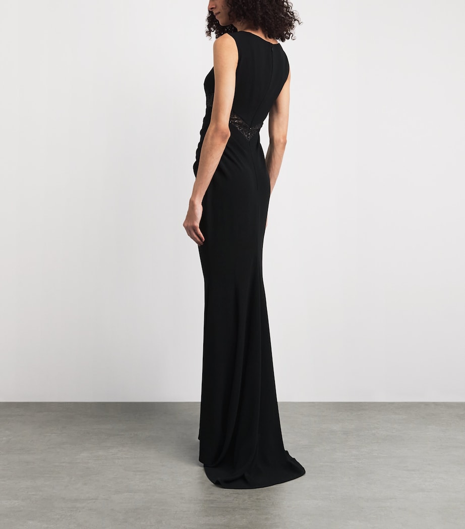 Talbot Runhof Womens Embellished Draped Gown Black Image 4