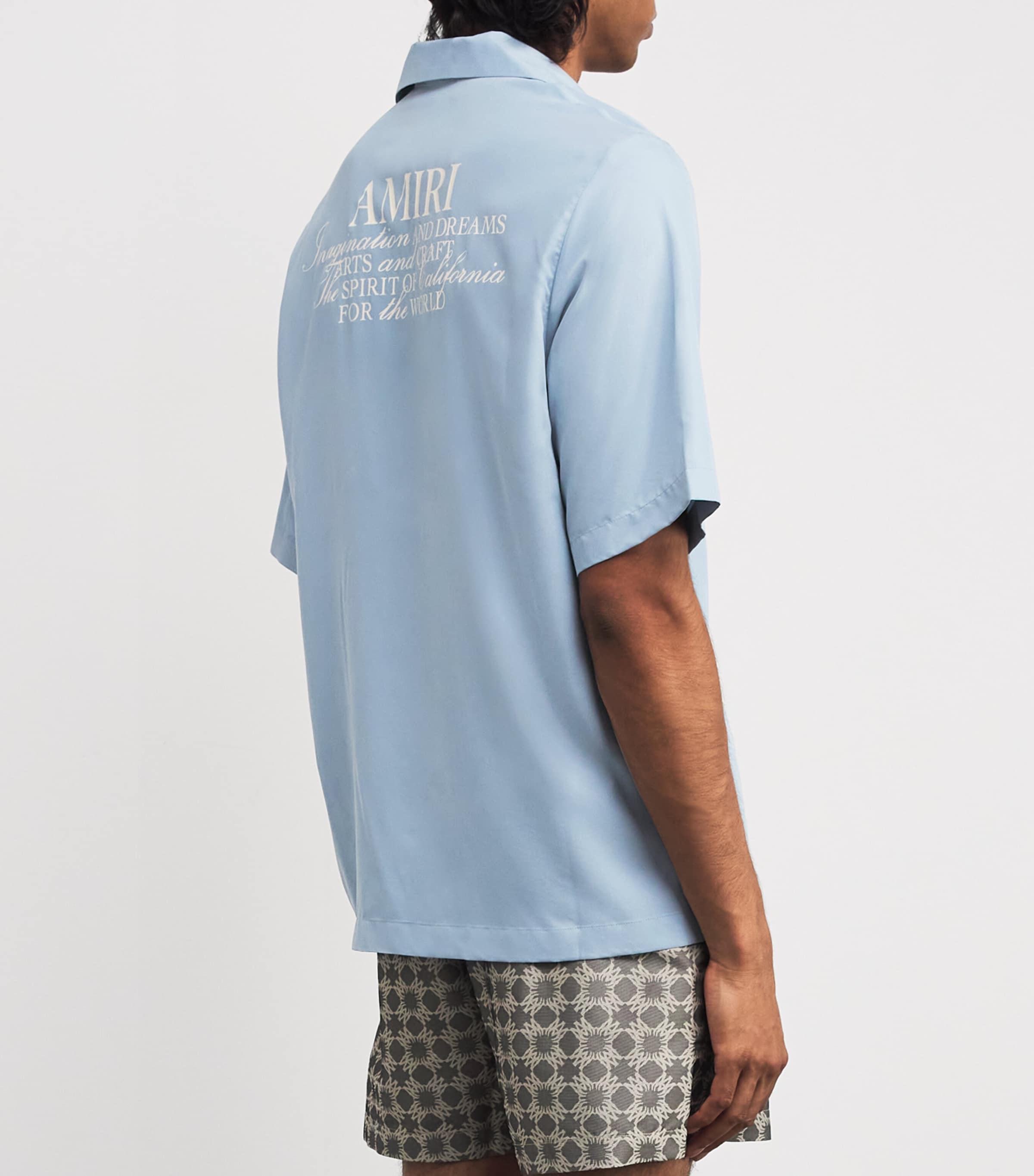 AMIRI Mens Cotton Spirit Bowling Shirt Ashley Blue Image 4