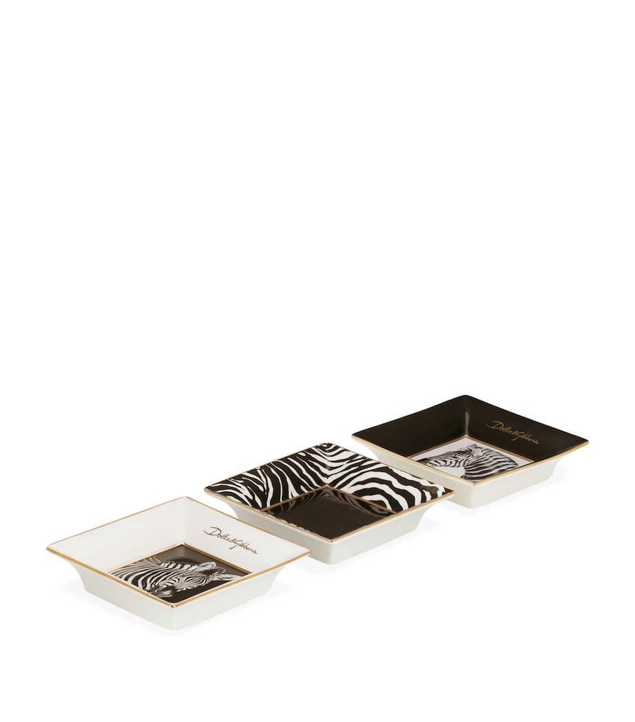 Set of 3 Porcelain Zebra Decorative Square Plates (10cm) UZ004-ZEBRA Image 2