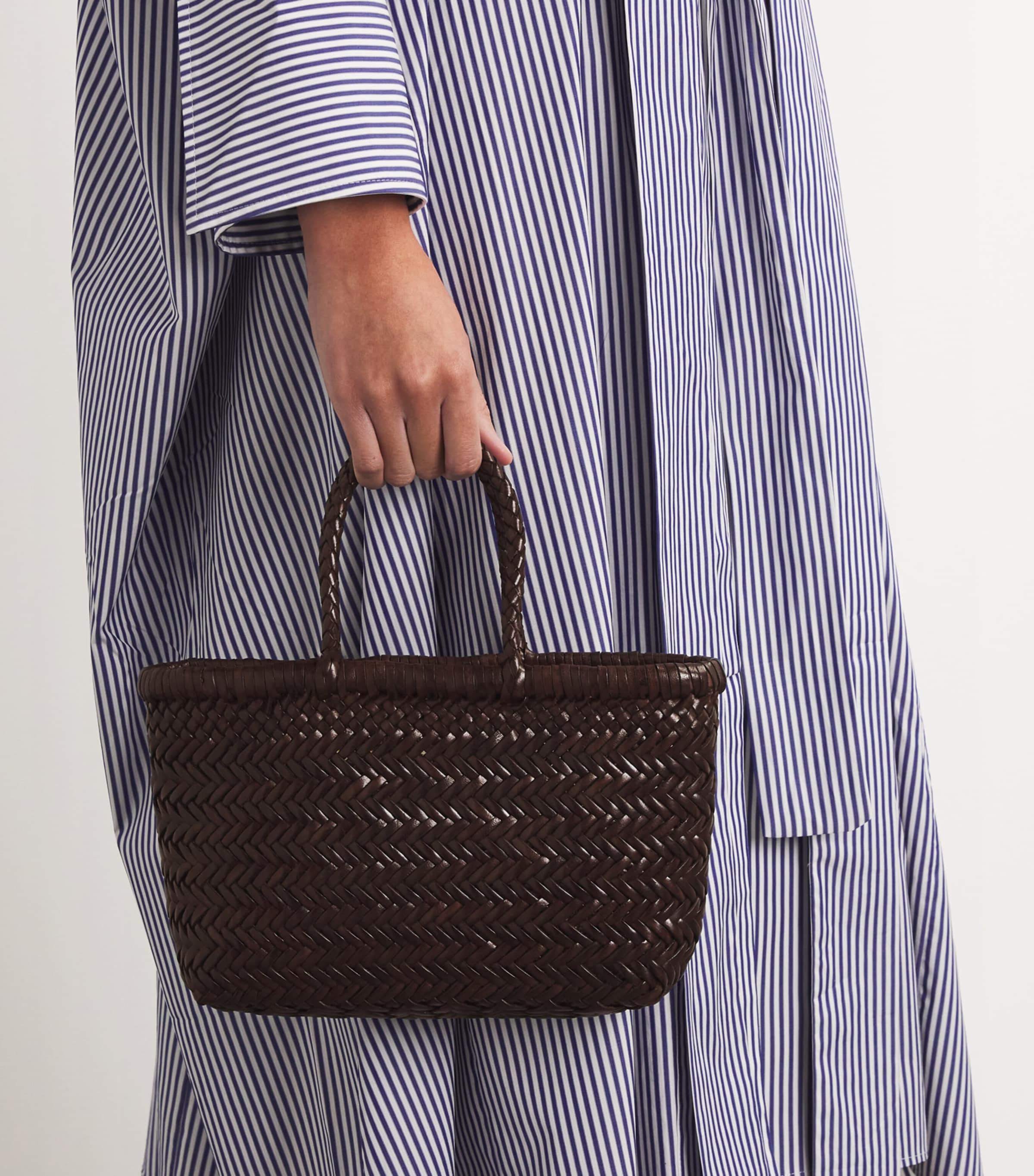 DRAGON DIFFUSION Brown Mini Leather Flat Gora Tote Bag