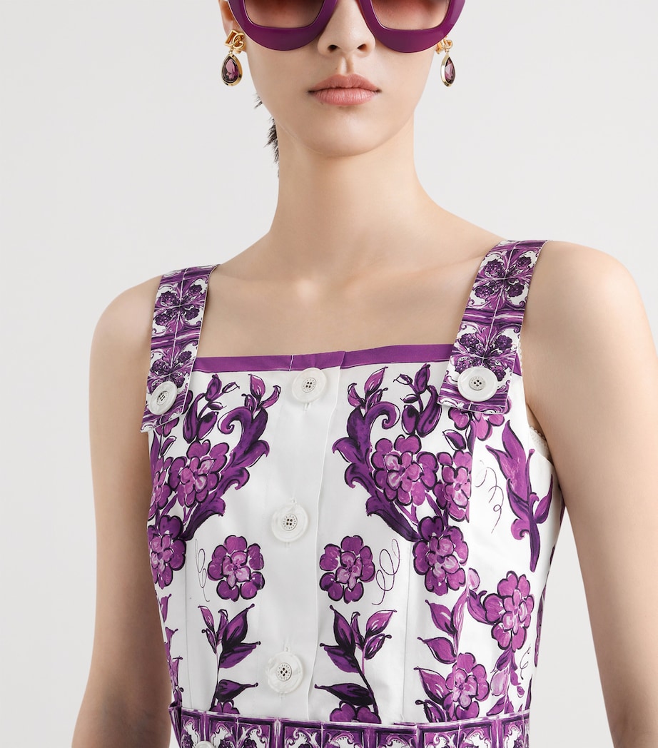 Cotton Majolica Print Mini Dress IP3TN-MIX MAIOLICA V Image 4