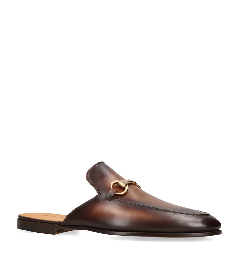 Leather Horsebit Mules BROWN Image 2