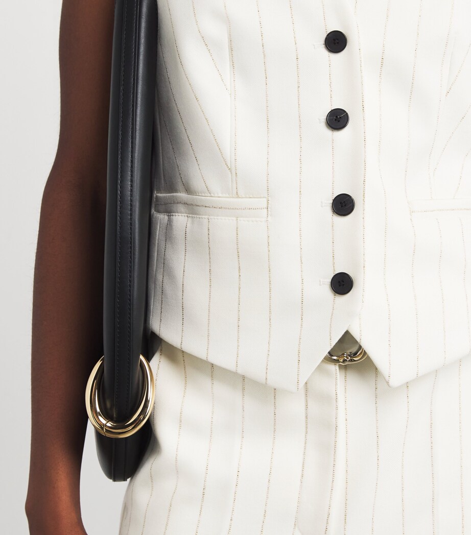 Metallic Pinstripe Waistcoat IVORY/GOLD Image 6