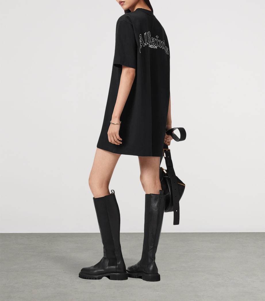 AllSaints Womens Organic Cotton Lisa Mini Dress Washed Black Image 7