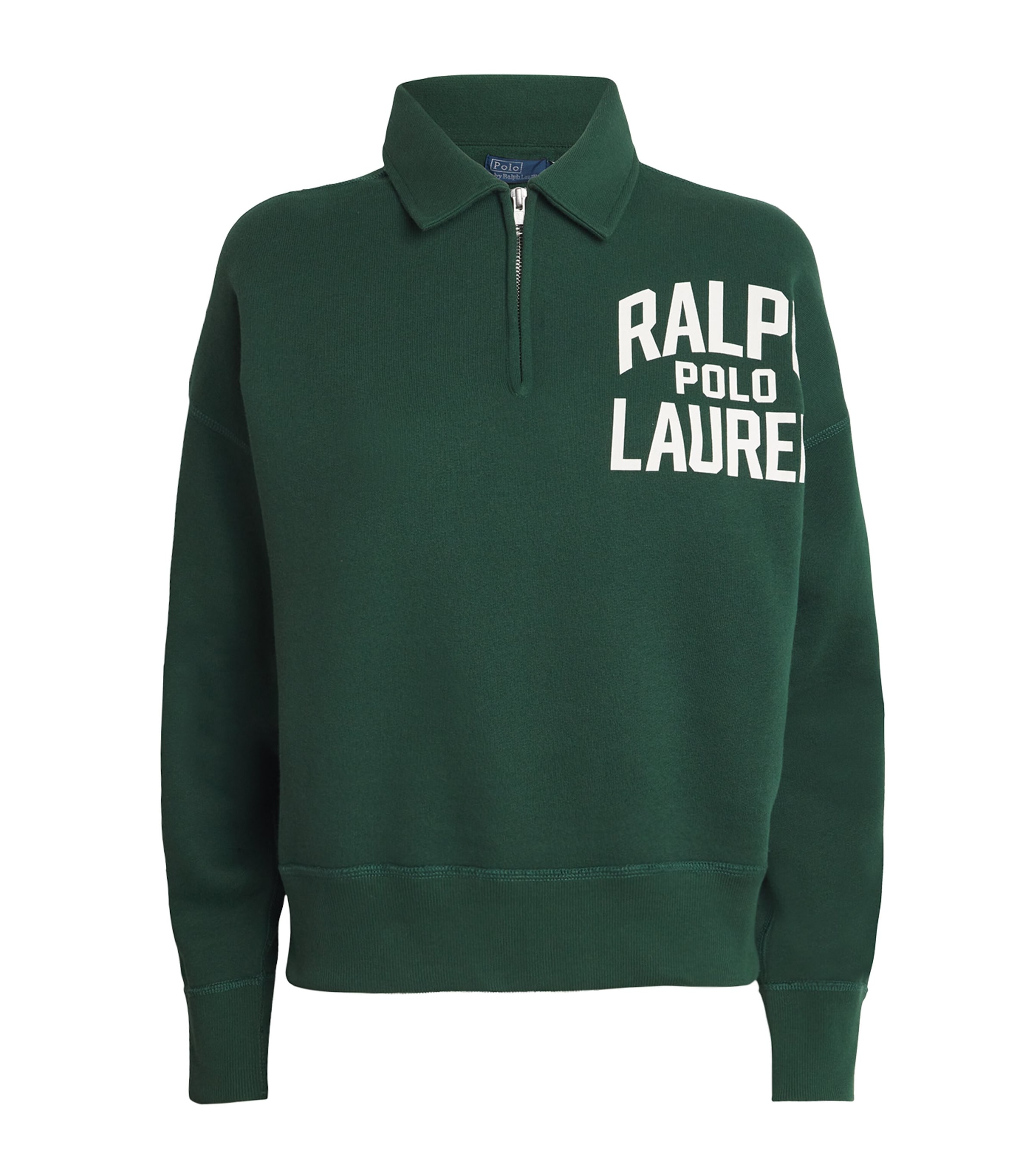 Polo Ralph Lauren Cotton-blend Quarter-zip Logo Sweatshirt In Green