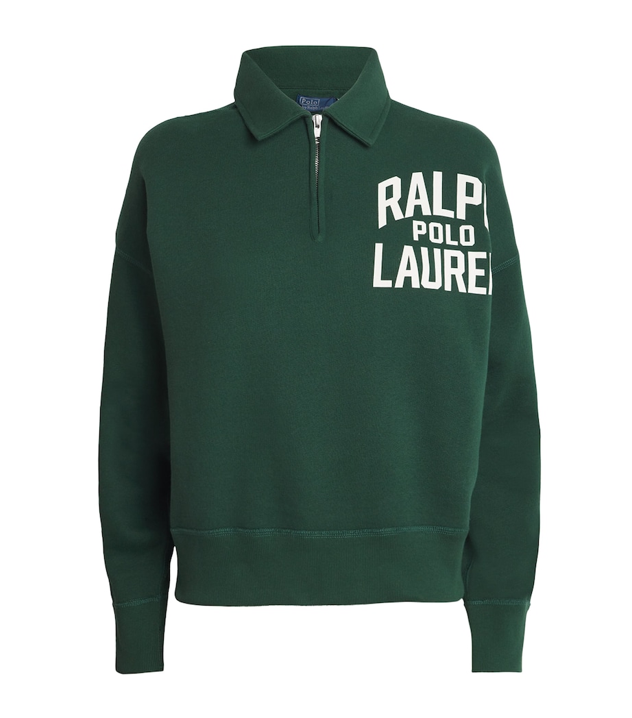 Cotton-Blend Quarter-Zip Logo Sweatshirt NORTHWEST PINE Image 1