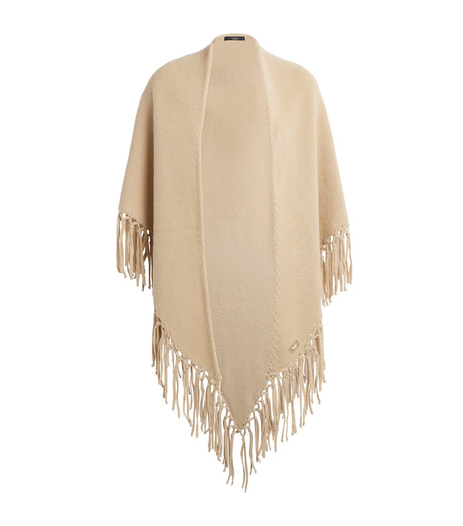 Weekend Max Mara Virgin Wool Fringed Shawl Beige Image 1