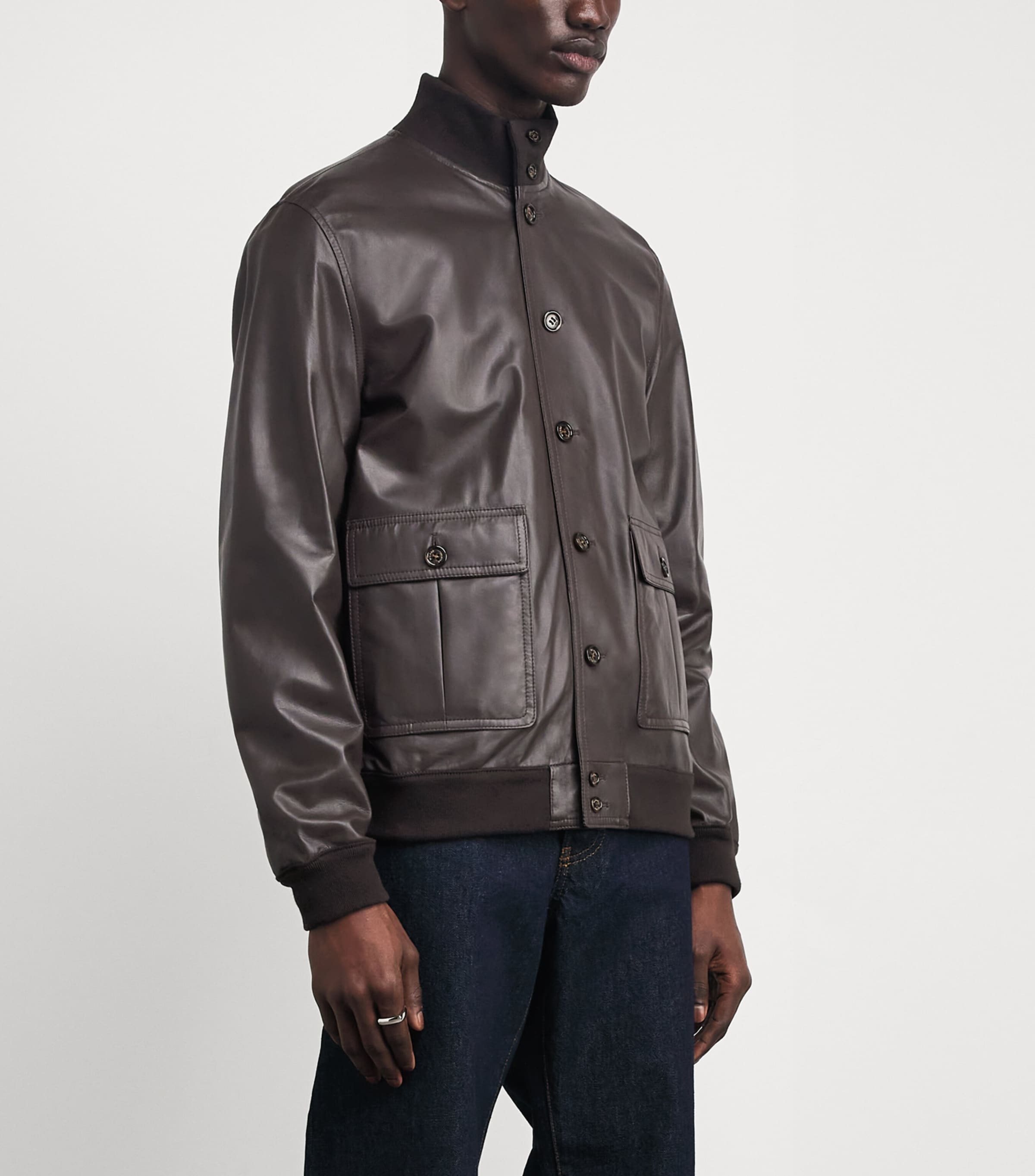 Valstar Mens Leather Valstarino Bomber Jacket Image 3
