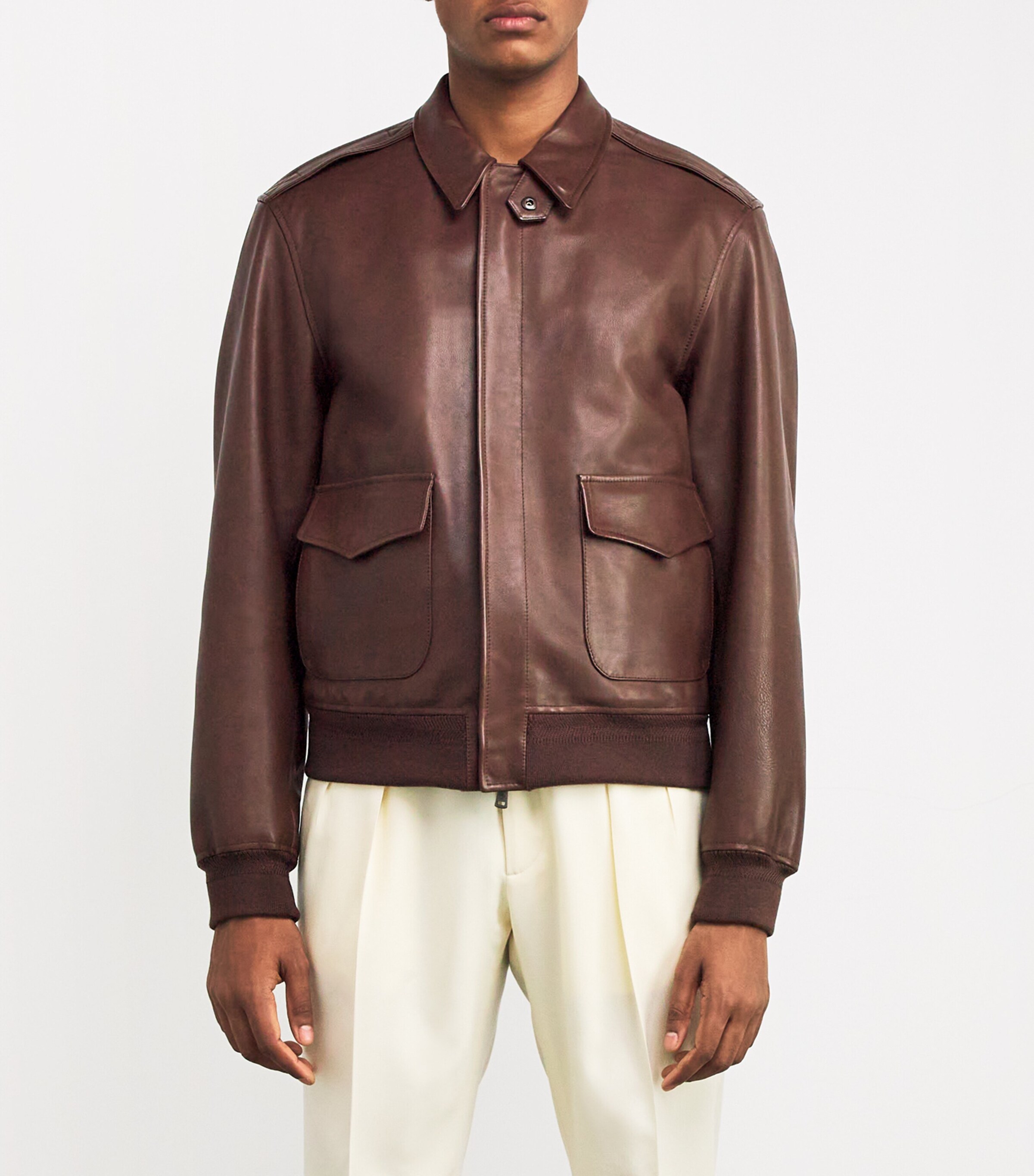 Ralph Lauren Purple Label ディアスキンレザージャケット Ralph Lauren Purple Label Brown Leather Bomber Jacket | Harrods US