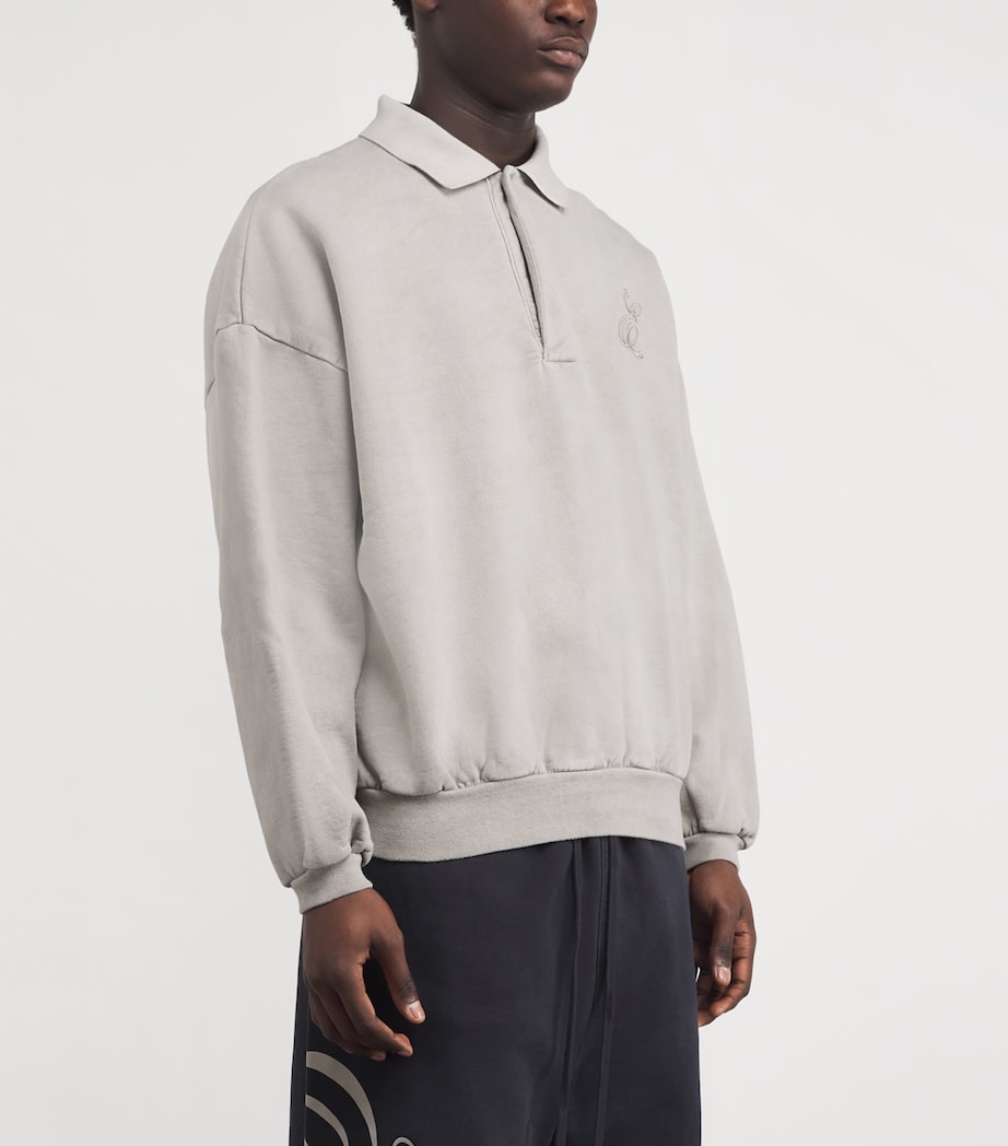 Cotton Script Polo Sweatshirt SMOKE GREY Image 3
