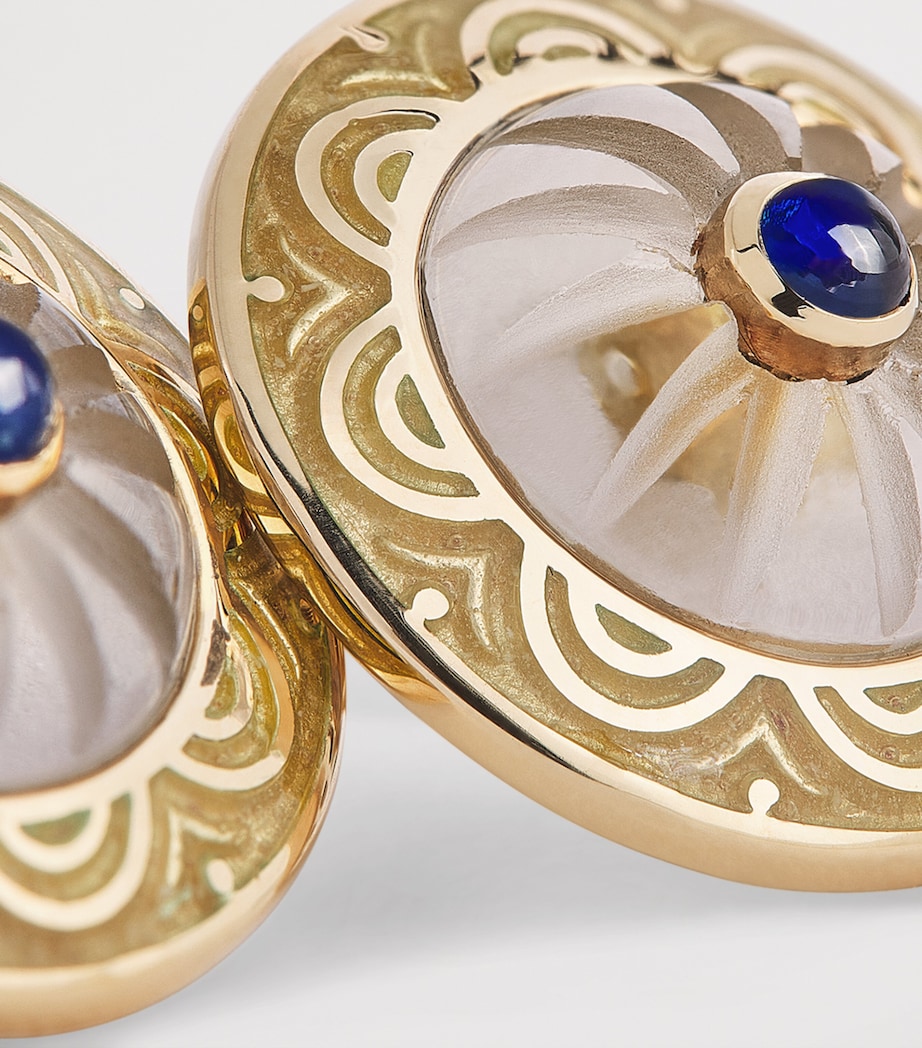 Yellow Gold and Sapphire Cufflinks BLUE Image 5