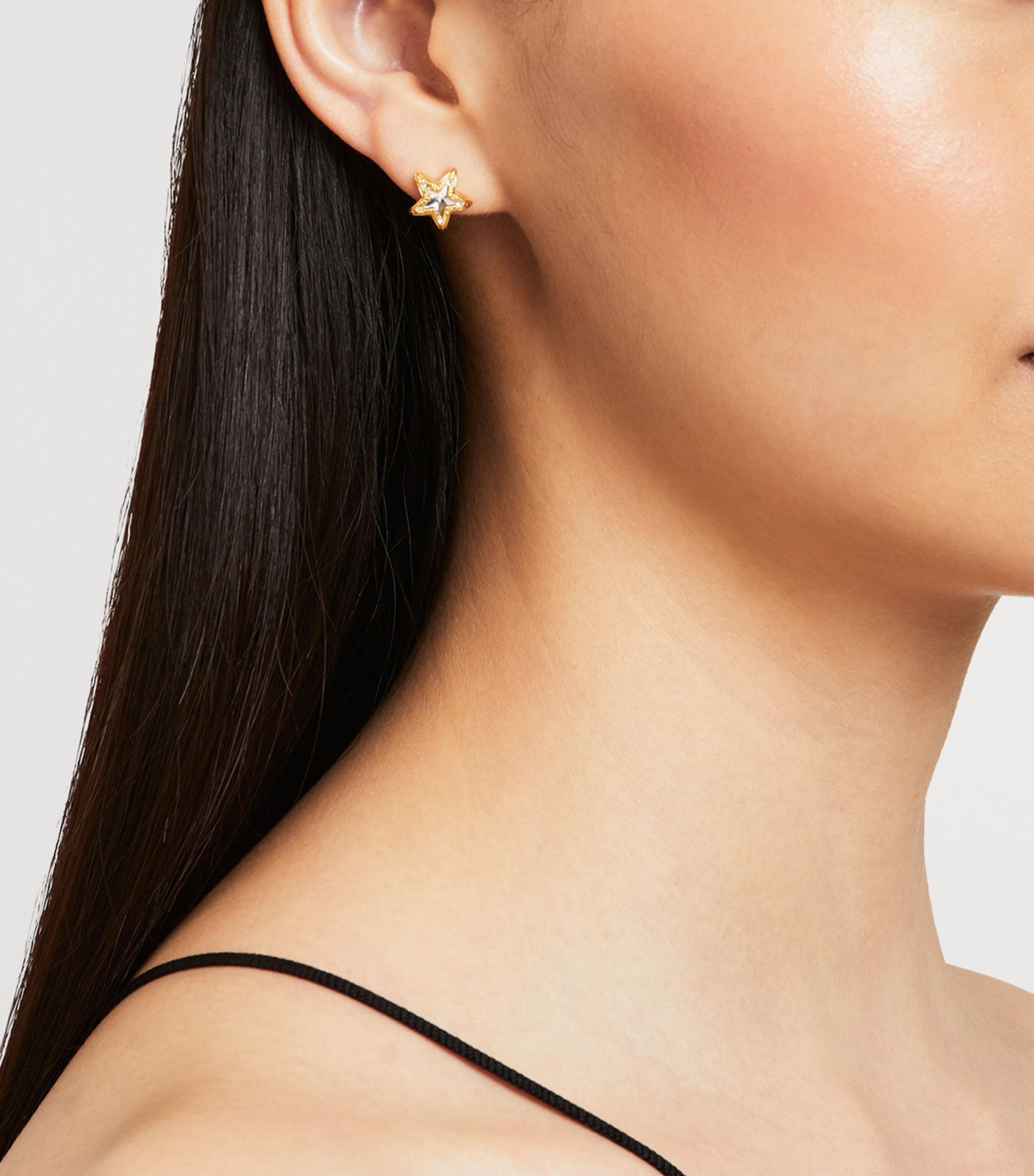 Jimmy Choo Crystal Star Stud Earrings Gold Image 2