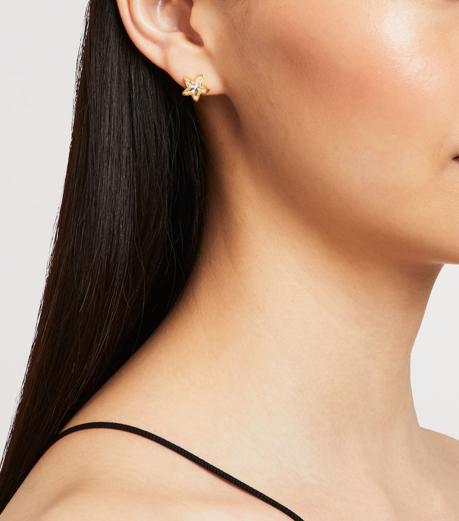 Jimmy Choo Crystal Star Stud Earrings Gold Image 2