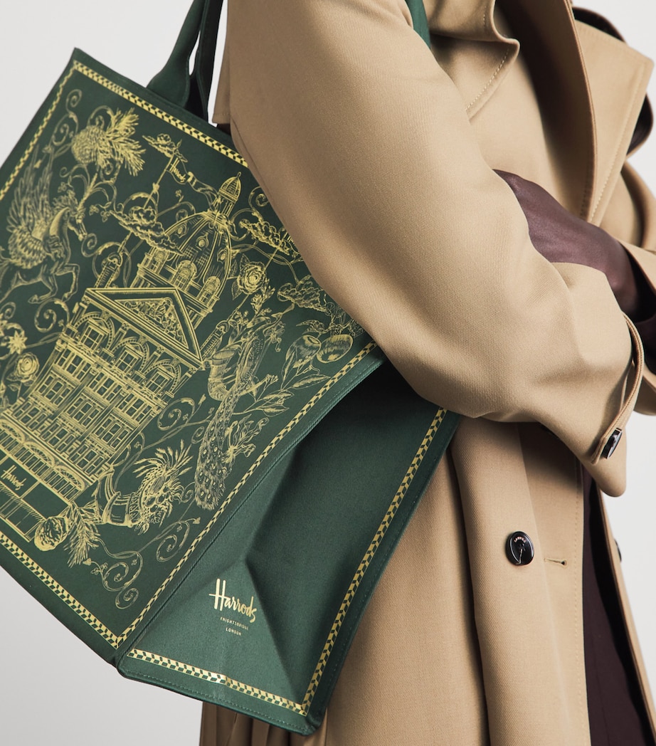 Harrods Building Print Tote Bag Harrods Green Image 4