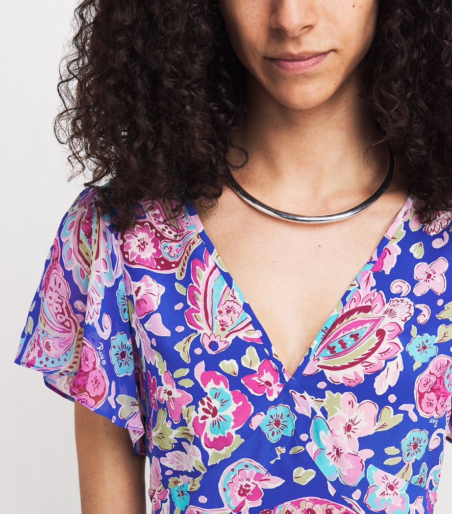 Rixo Womens Silk Floral Lania Blouse Cara Floral Blue Image 3
