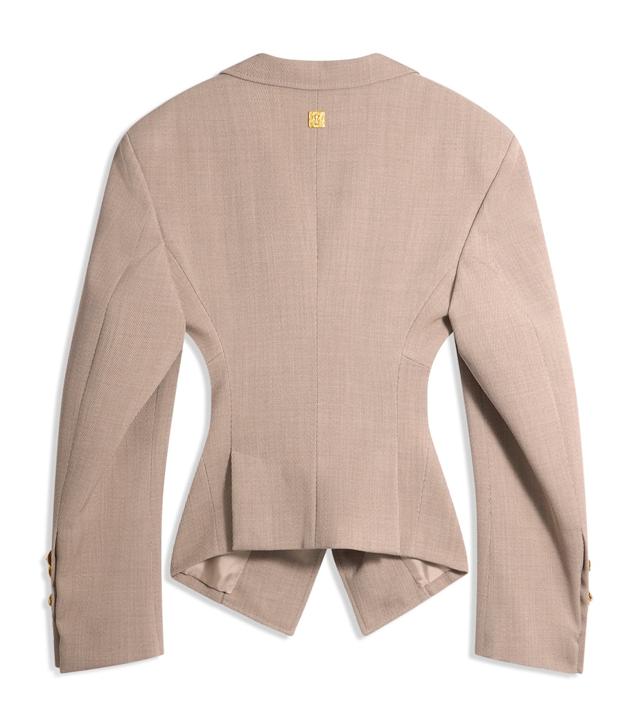 Virgin Wool Cinched Blazer 113 SAND Image 6