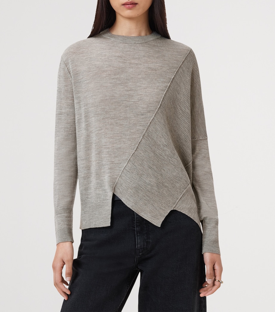Wool Asymmetric Isla Sweater SAND GREY Image 6