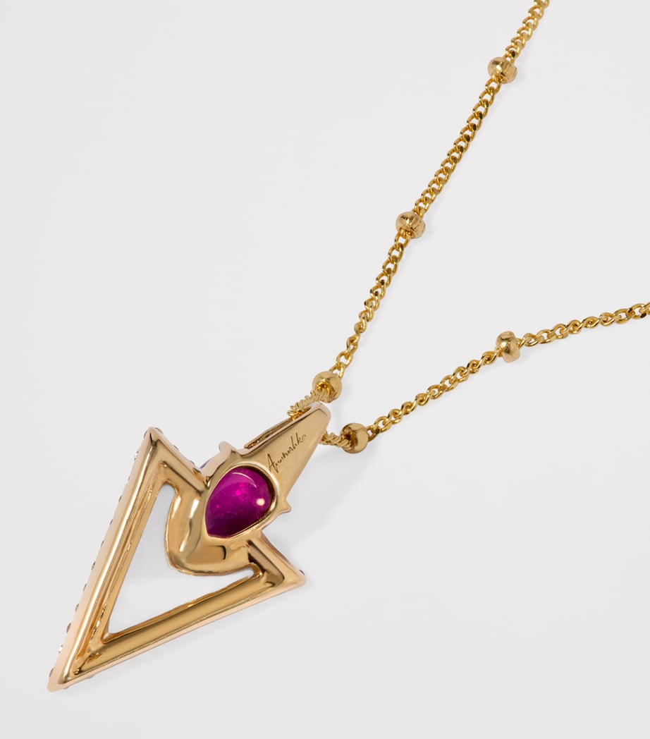 Yellow Gold, Diamond, Rhodolite and Mother-of-Pearl Flight Arrow Necklace YELLOW GOLD Image 3
